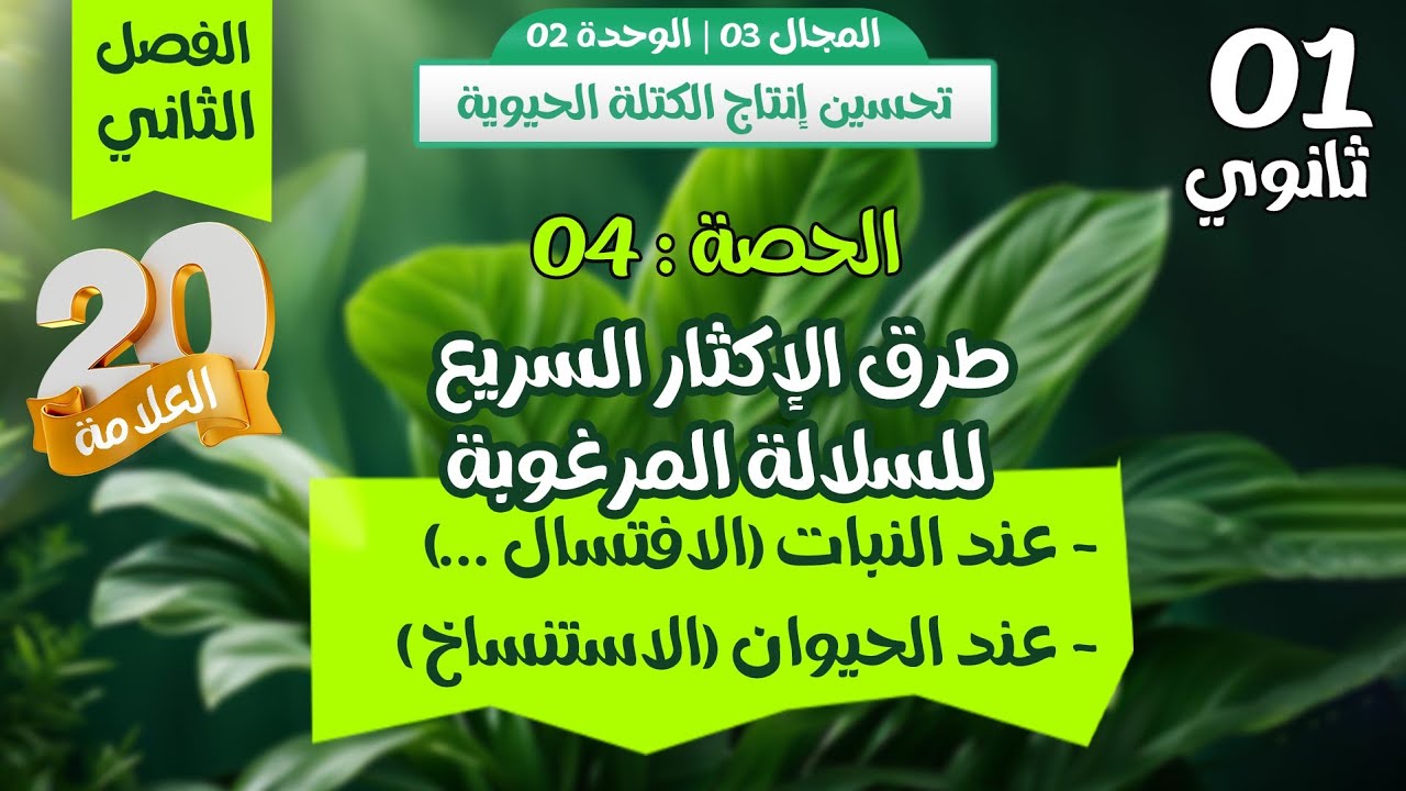 طرق الاكثار السريع للسلالات المرغوبة عن الحيوان🐏 والنبات🪴| سنة اولى ثانوي