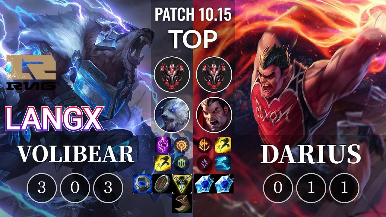 RNG Langx Volibear vs Darius Top - KR Patch 10.15