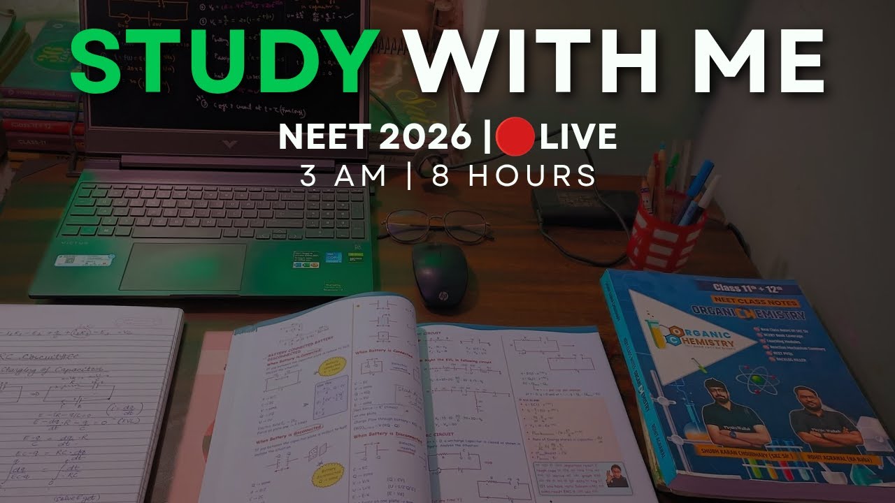 08 HOURS STUDY WITH ME LIVE 🔴 03 AM | NEET 2026 | Day (62/100) | Deep Focus • No Distractions