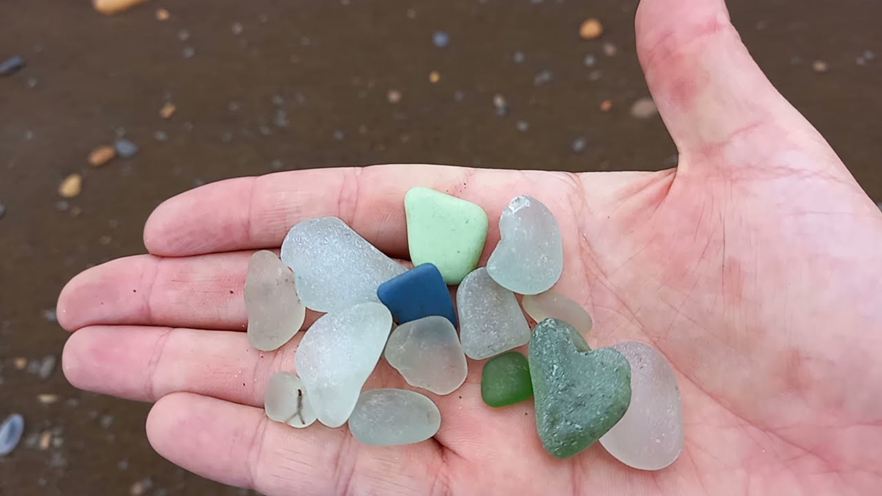 Beachcombing in Northumberland, lots of nice sea glass and a surprise find!