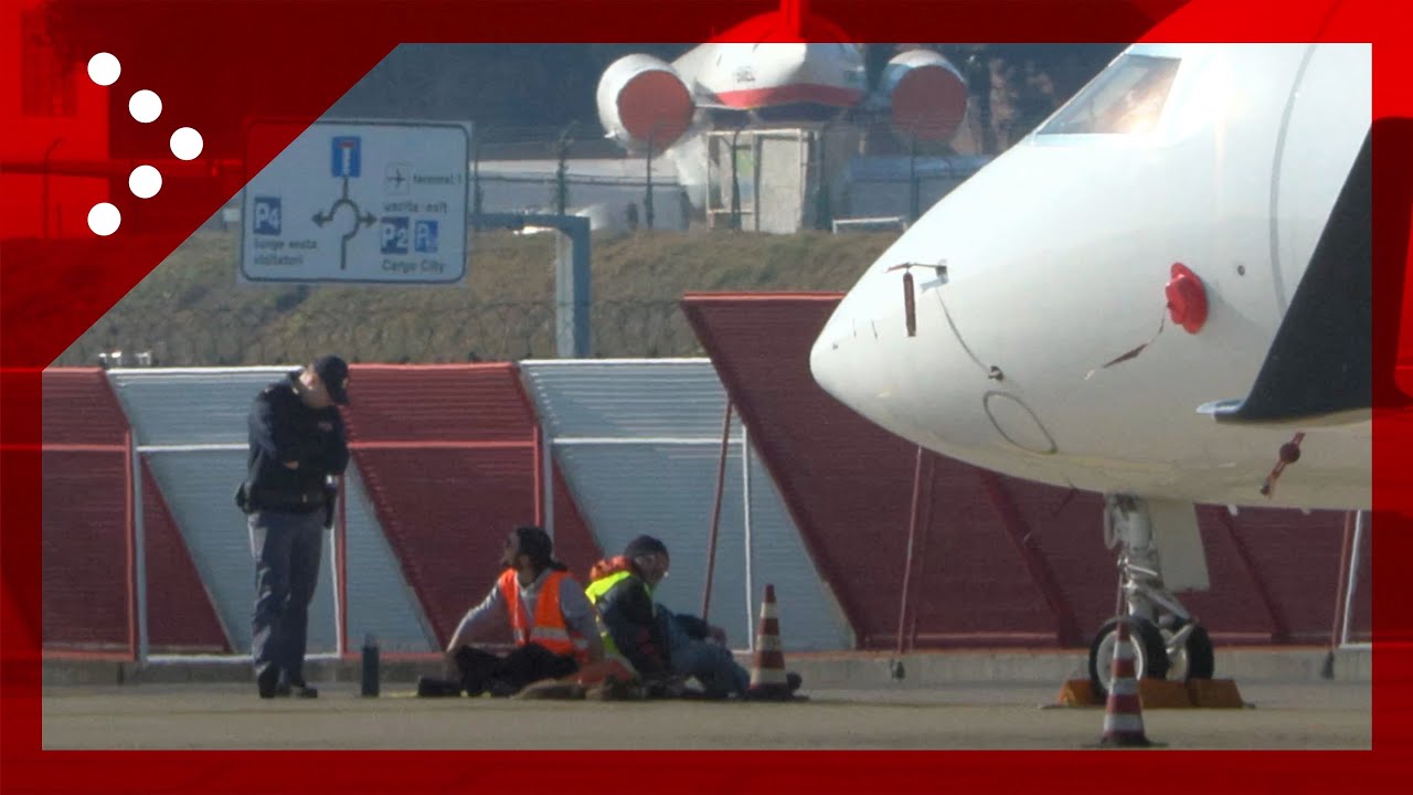 Aeroporto di Malpensa, attivisti Ultima Generazione bloccano jet privati, arriva la polizia