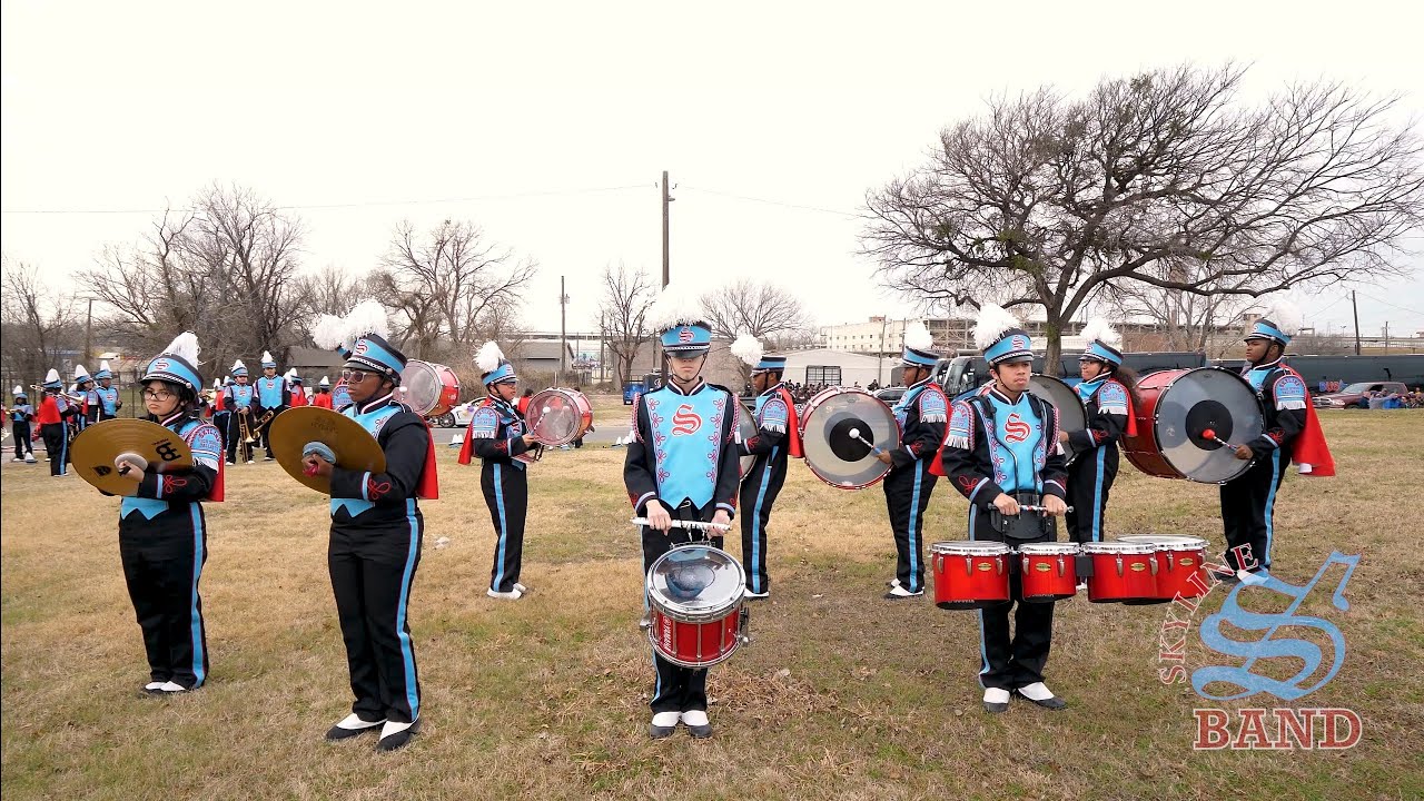 Skyline HS Drumline "XT" vs Kimball HS Drumline - Dallas MLK Parade - 2023