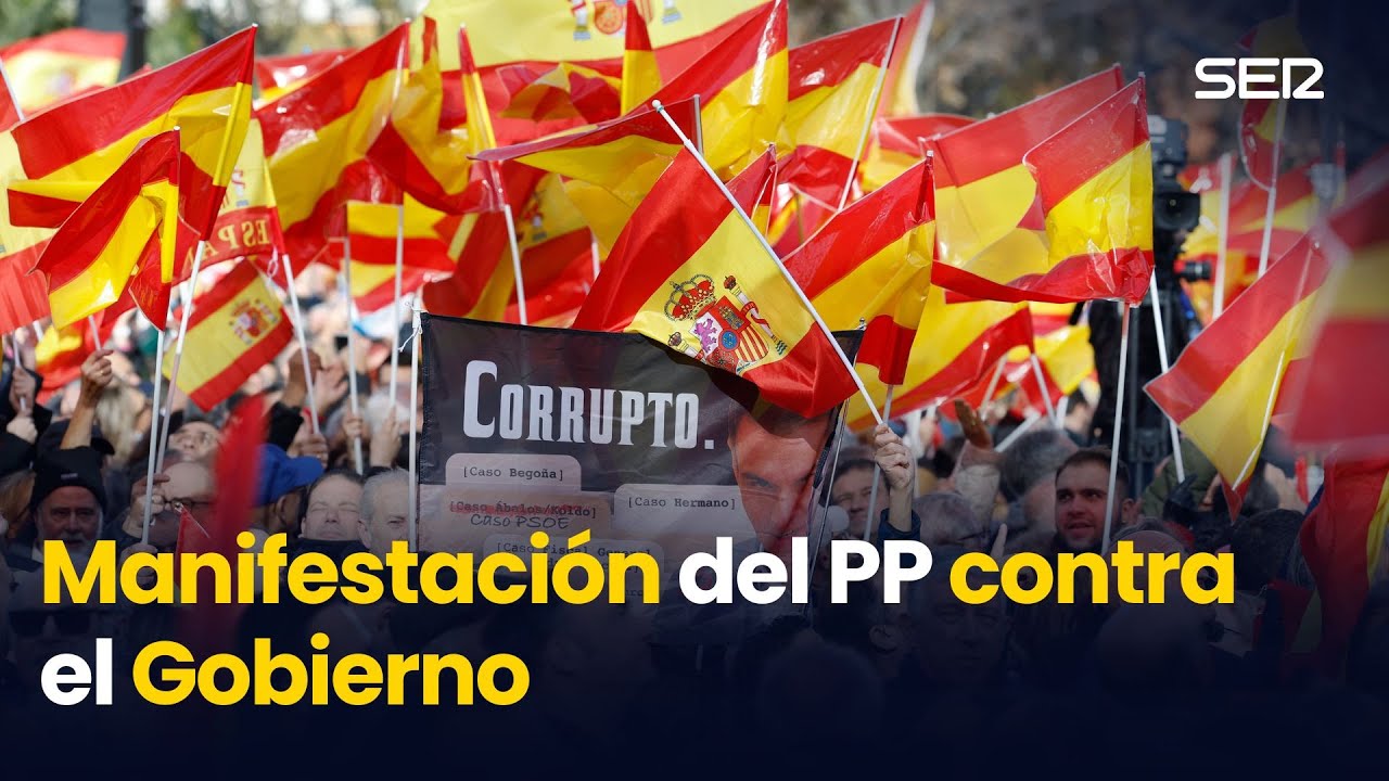 MANIFESTACI&Oacute;N del PP en Madrid CONTRA el GOBIERNO: exigen la convocatoria de ELECCIONES GENERALES
