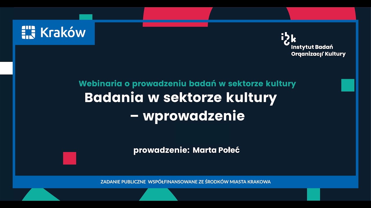 Badania w sektorze kultury – wprowadzenie