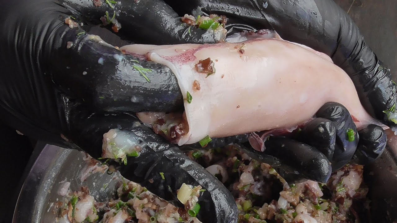 Juicy stuffed Squid - Vietnam street food