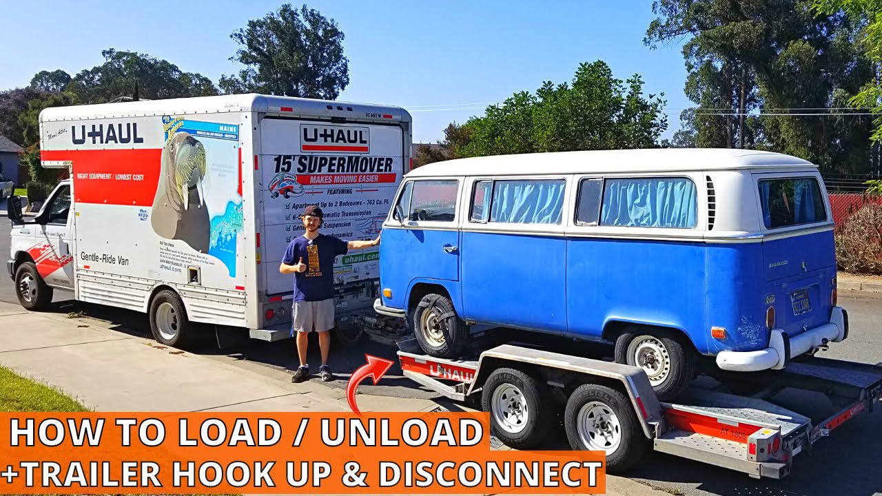 How To Load a Car onto a U-Haul Auto Transport Trailer | Plus Trailer Hook Up & Disconnect