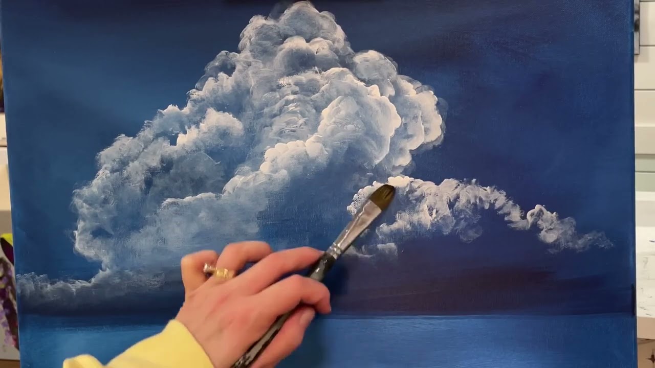КАК РИСОВАТЬ ОБЛАКА ☁️ 3 простых шага акрилом #акрил #живопись #облака #искусство #урок