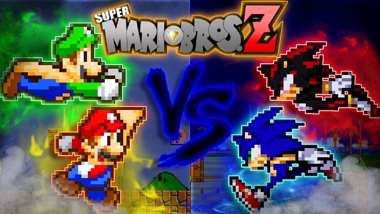 Mario & Luigi VS Sonic & Shadow (Super Mario Bros Z Game) SMBZ - G