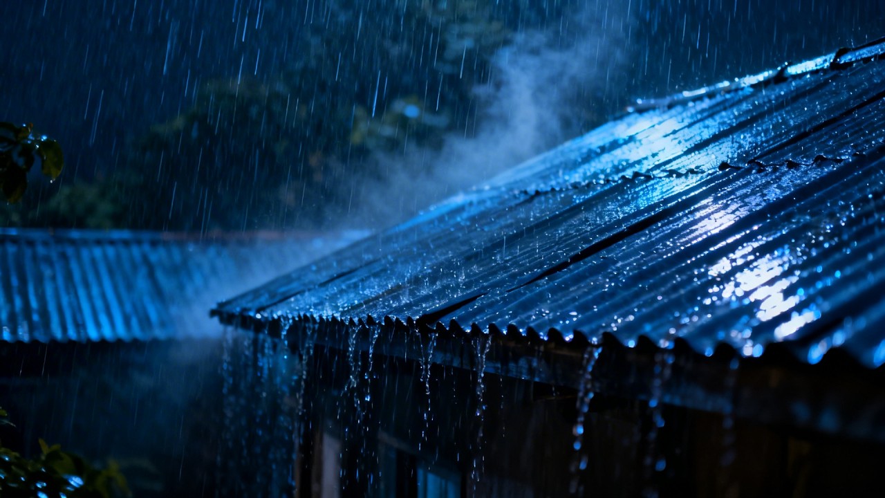 No Ads Rain Sounds for Sleeping - ASMR Extreme Rain On Tin Roof for Chronic Insomnia Relief 18