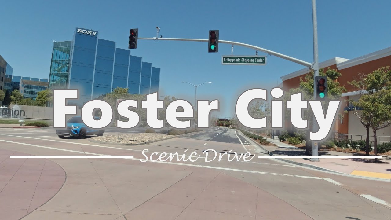 Driving in Downtown Foster City, California - 4K60fps