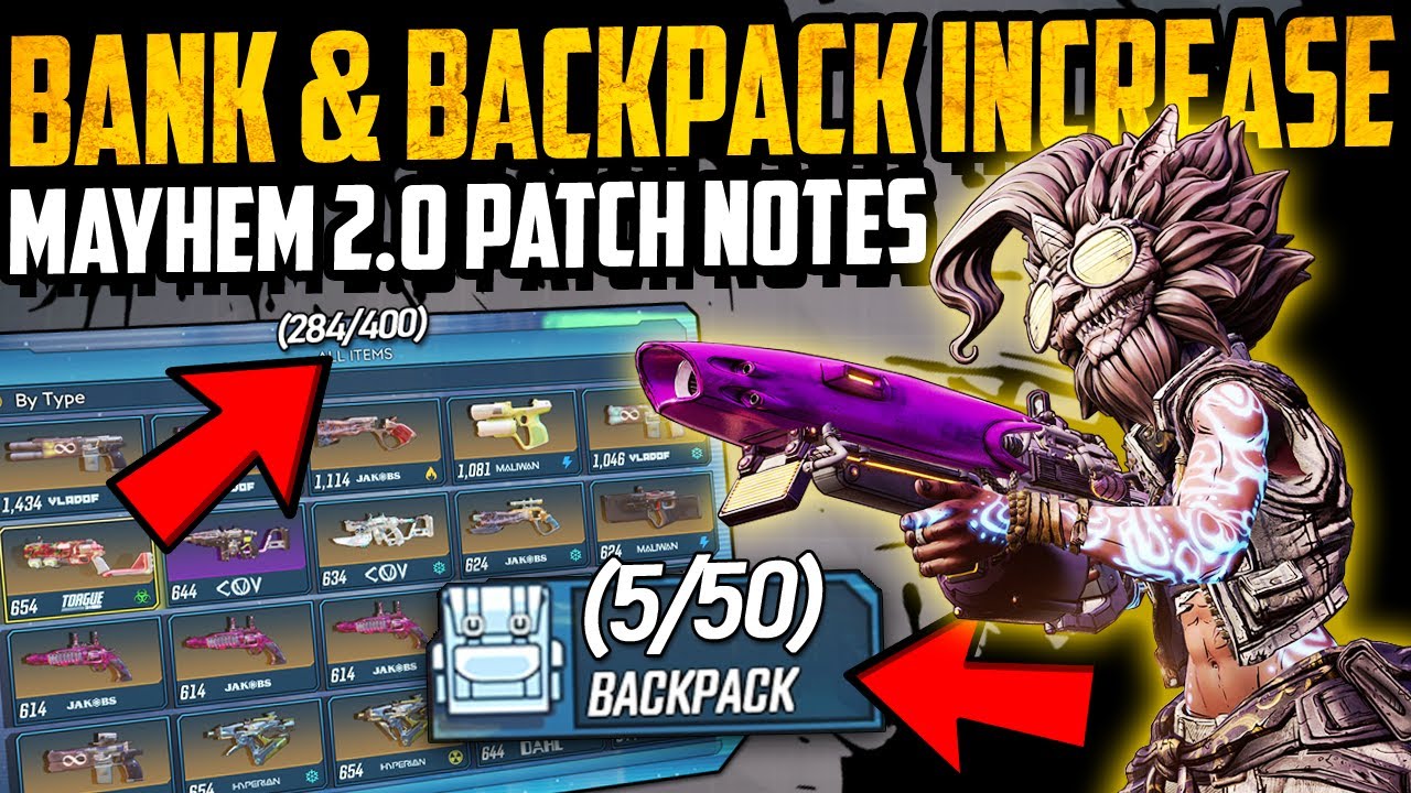 INCREASED BANK & BACKPACK SIZE - EXPLIOT FIXES & MUCH MORE - MASSIVE PATCH DETAILS - Borderlands 3