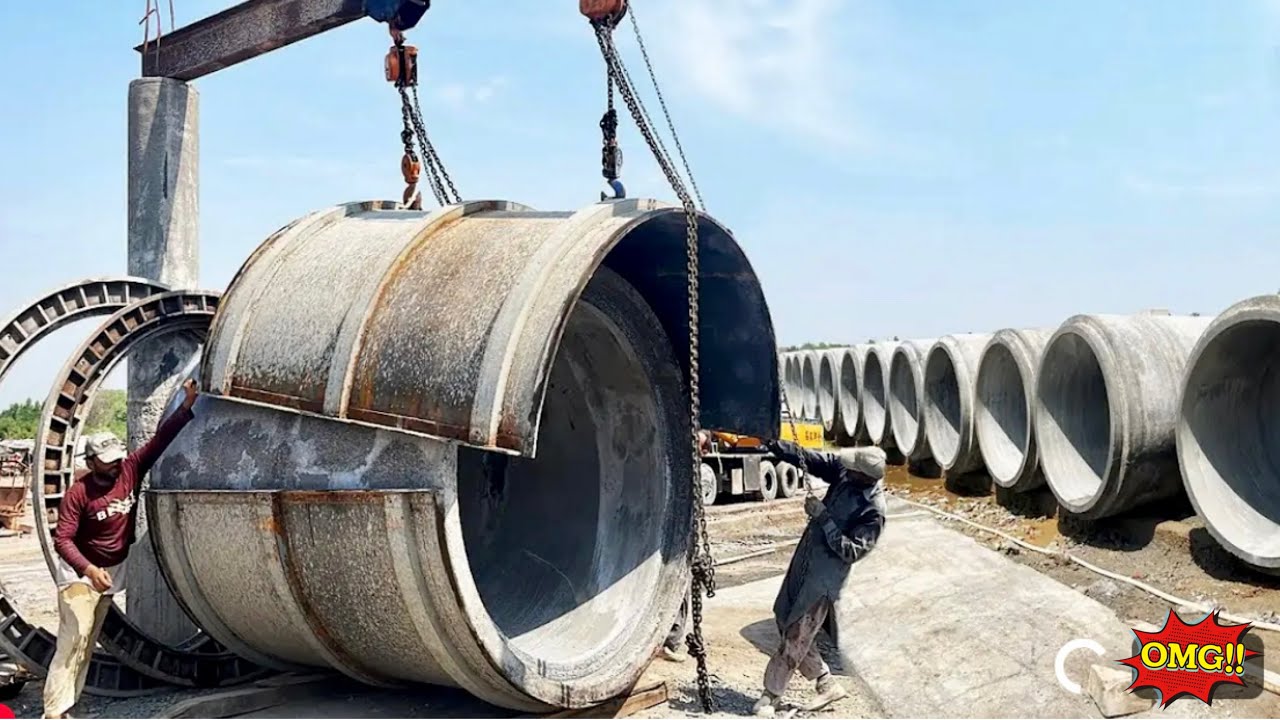 Concrete  Huge pipe Manufacturing Complete process in a factory || Making sewage Huge Concrete pipe
