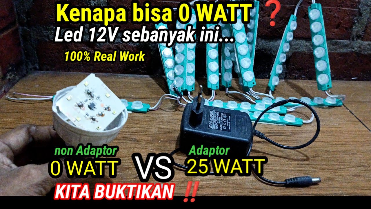 Ini Perbedaannya‼️ LAMPU O WATT non Adaptor ‼️ kalo pakai  adaptor lampu Jadi 25 WATT
