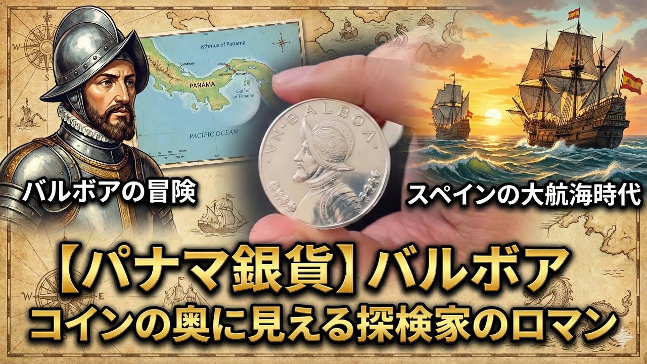 【パナマ銀貨】バルボア　コインの奥に見える探検家のロマン