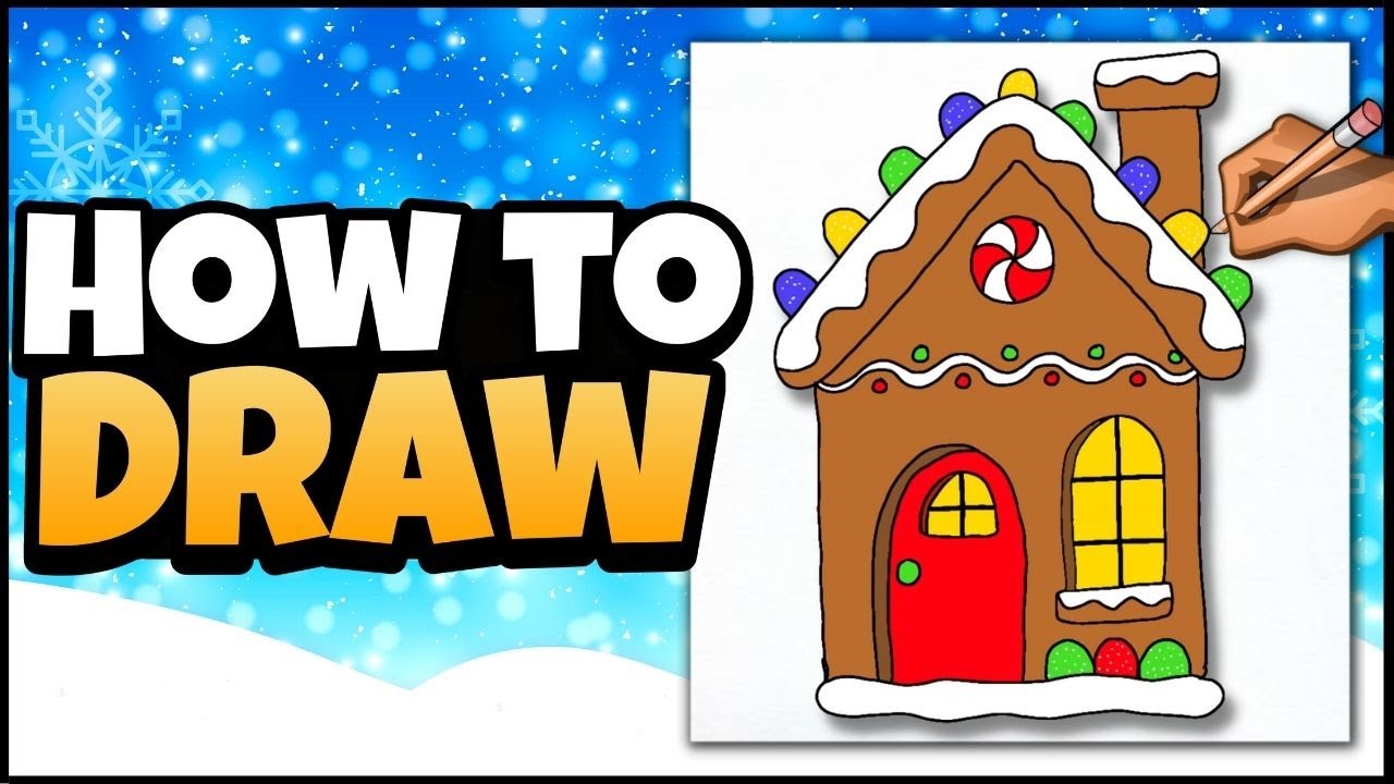 🏠 EASY Gingerbread House Drawing! How to Draw for Kids 🏠 Christmas Art Lesson
