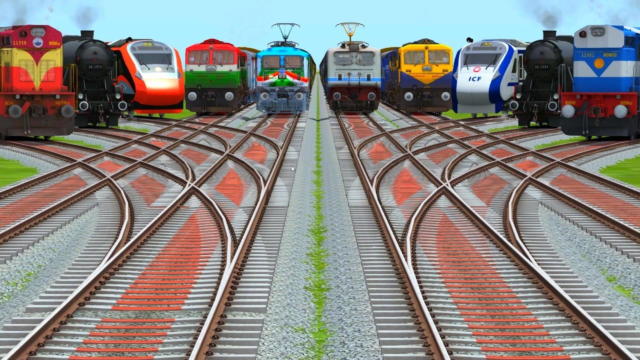 👀Ten Trains Crossing At Bumpy Railroad | Perfect Timing in Train Crossing &ndash; No Mistakes