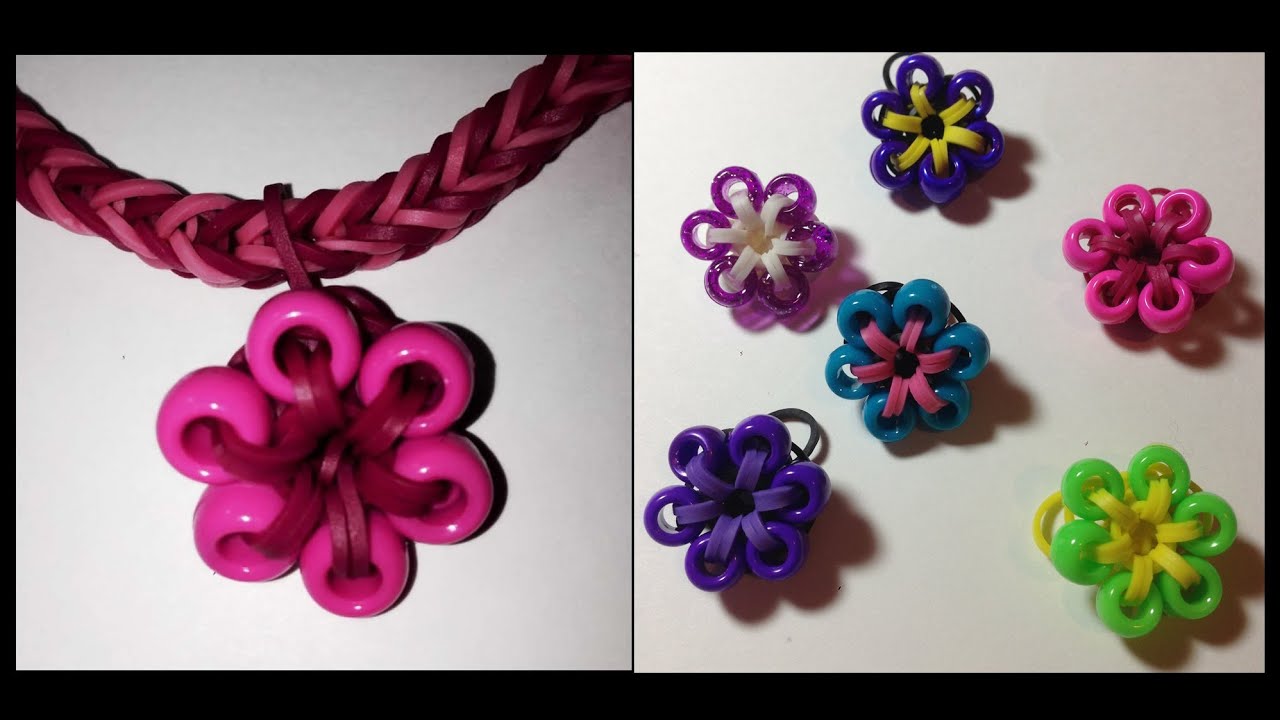 Beaded Flower Charm for the Rainbow Loom