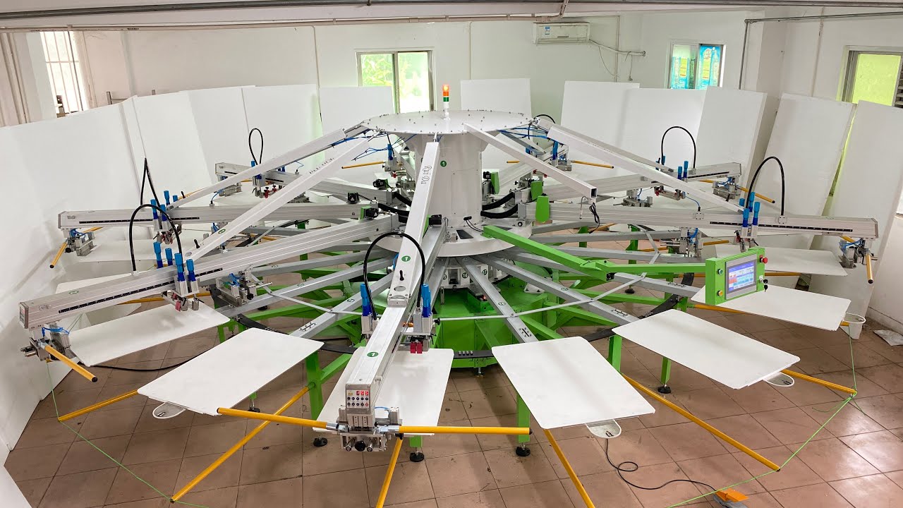 Ruida automatic 8 color 18 stations 60*90cm screen printer