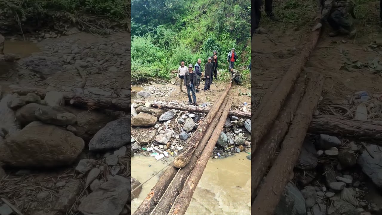 Simple wooden bridge construction method on the riverbank