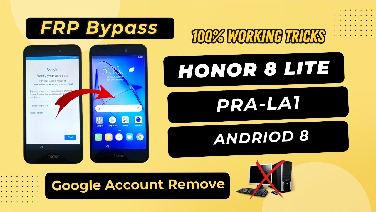 Honor 8 Lite frp bypass without PC | Honor PRA-LA1 Google Account Remove
