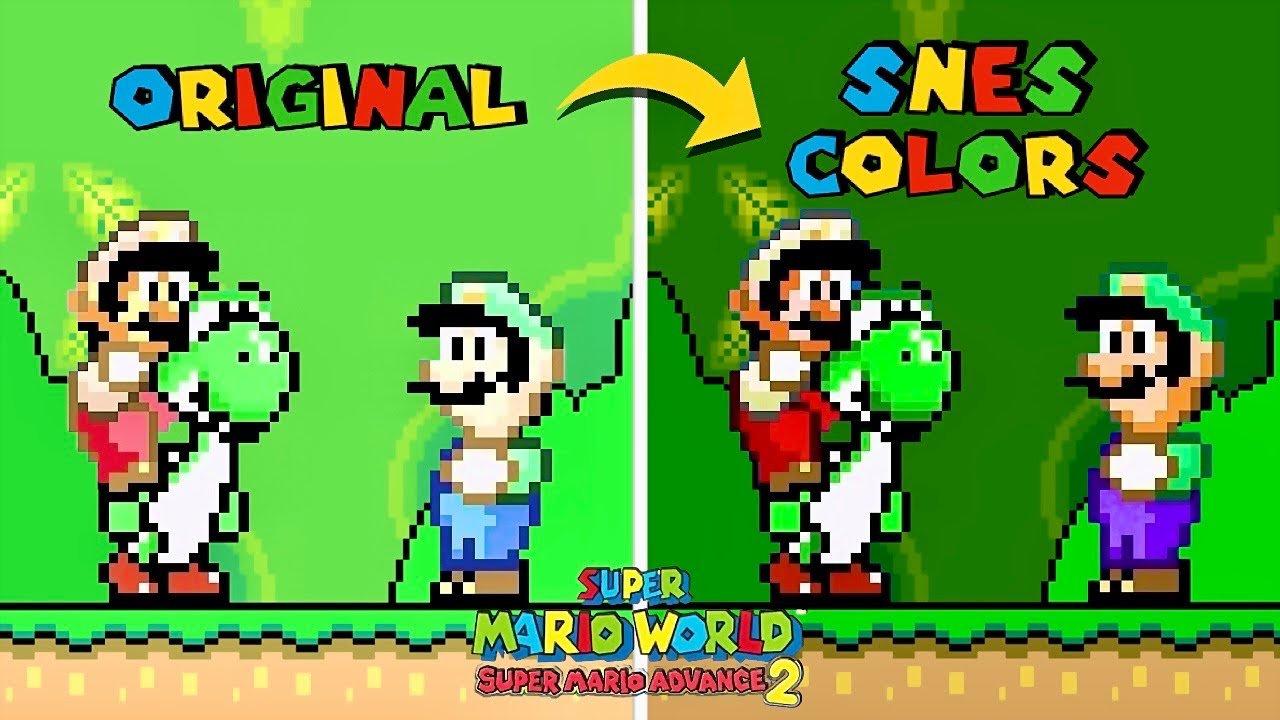 Super Mario Advance 2: SMW - Original Vs. SNES Colors MOD - Game Boy Advance