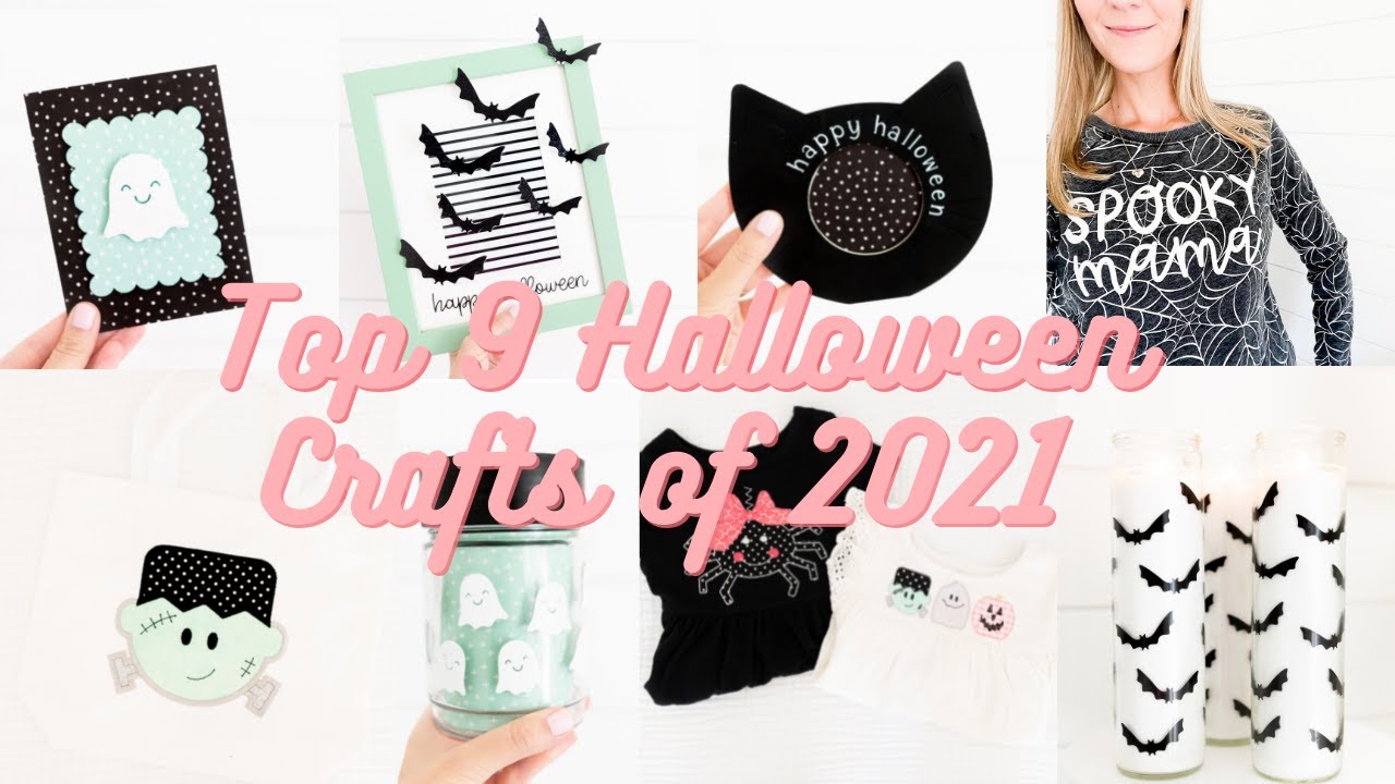 MY TOP 9 HALLOWEEN CRAFTS OF 2021 : VINYL CANDLE JARS, CRICUT CANDY JAR, & APPLIQUE TOTE BAG