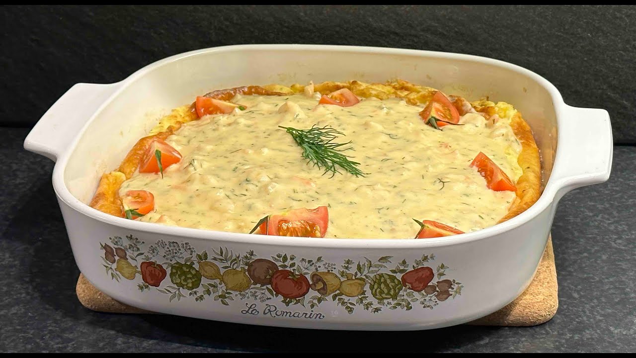 Ugnsomelett med räkstuvning