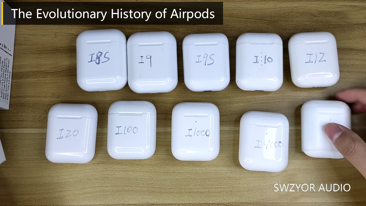 2018-2020 Airpods Evolution History - i8s i9 i9s i10 i12 i20 i30 i60 i100 i1000 i9000 i99999 TWS