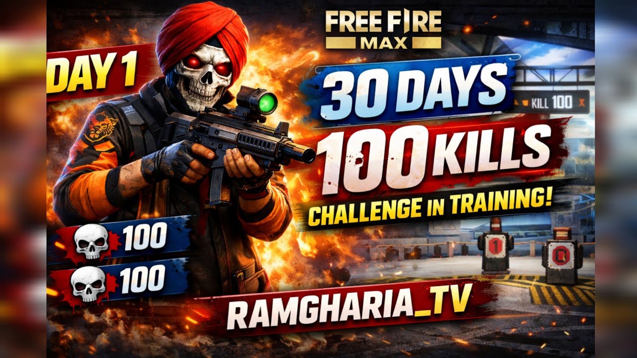 DAY 1 | 30 DAYS 100 KILLS CHALLENGE IN TRAINING IN FREE FIRE MAX | RAMGHARIA_TV
