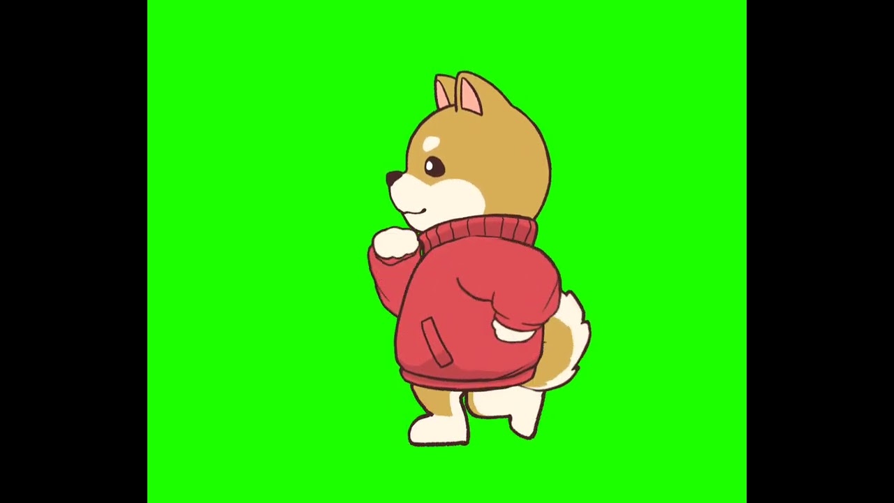 Dog walking (With A Green Background)