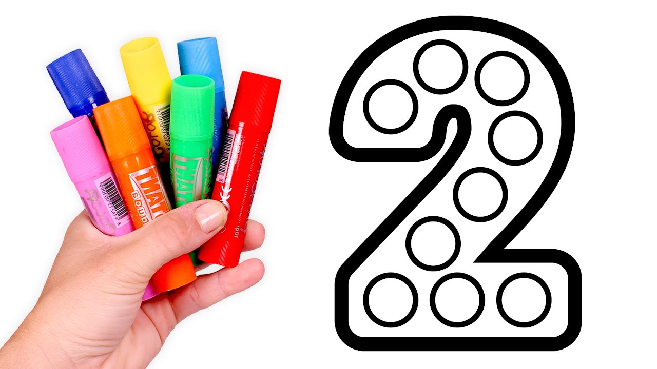 Pop It 🌈 Dibuja y Colorea el Número 2 arcoíris 🌈 Dibujos para niños