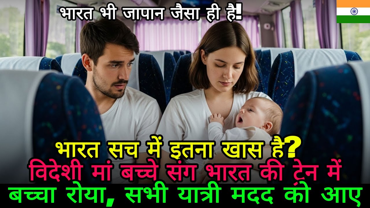 भारत की बस में बच्चे के रोने पर विदेशी दंपती घबरा गए, सबकी नज़रें टिक गईं…