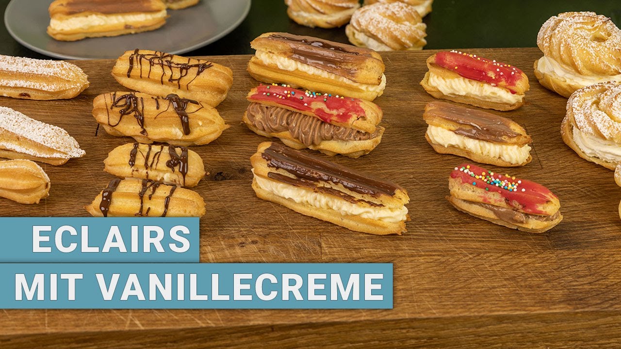 Eclairs mit Vanillecreme und Schokoglasur