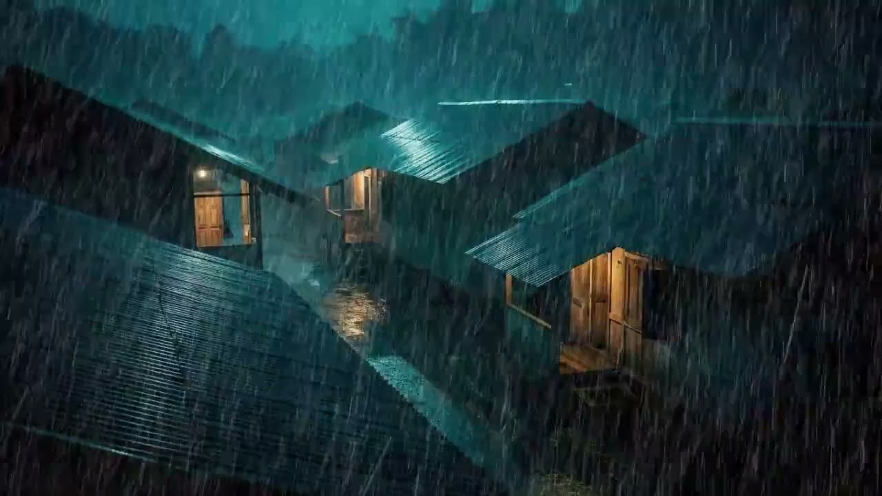 No Ads Rain Sounds for Sleeping – ASMR Rain on Tin Roof with Distant Thunder for Deep Sleep