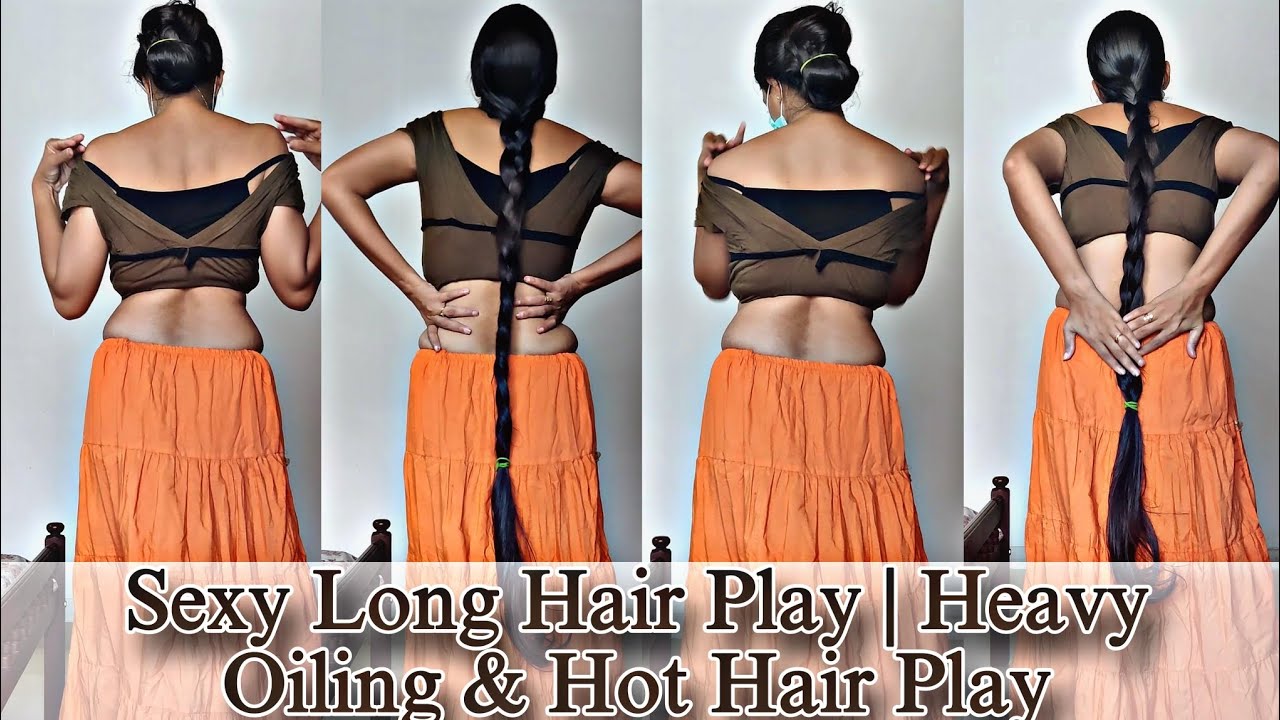Deep Hair Oiling & Erotic Hair Play in a Backless Dress | Sensual Bun & Braid