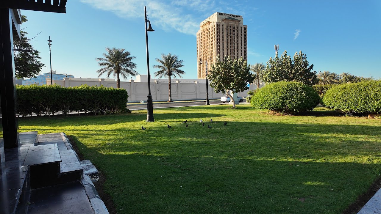 Early Morning Walk in Jeddah | Peaceful Sunrise | Water & Birds Natural Sounds