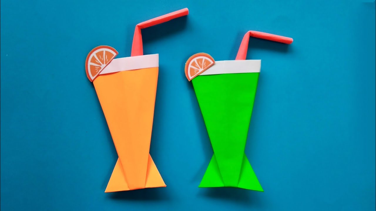 Cara Membuat Origami Gelas jus | Paper Juice Glass | DIY Paper Crafts