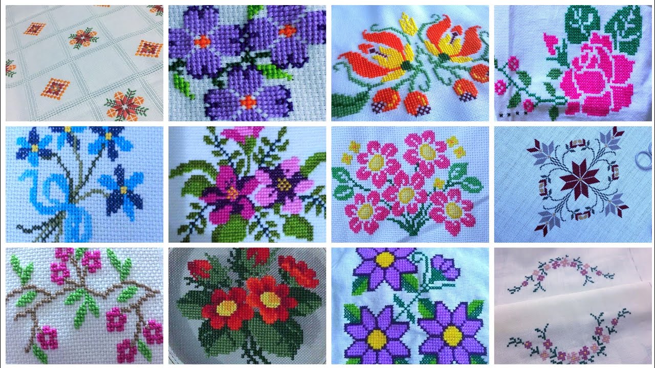 دیزاین های بسیار زیبا و جدید گلهای گراف با ظرافت خاص مناسب هر دوخت cross stitch embroidery patterns