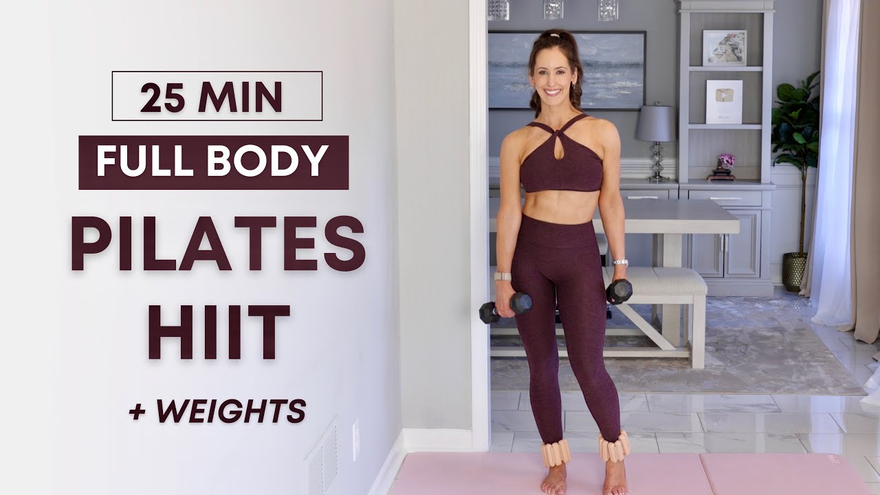 25 min Full Body Pilates HIIT with Weights | Toning + Strength | No Jumping