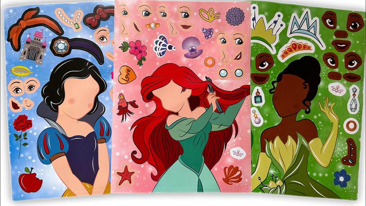 [paper diy] Disney 👑Princess Makeover Sticker Book/ Oddly Satisfying ASMR