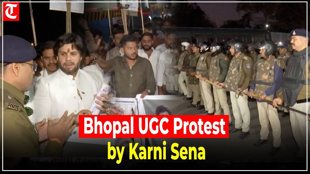 Bhopal: Karni Sena Holds Torchlight Protest Against UGC