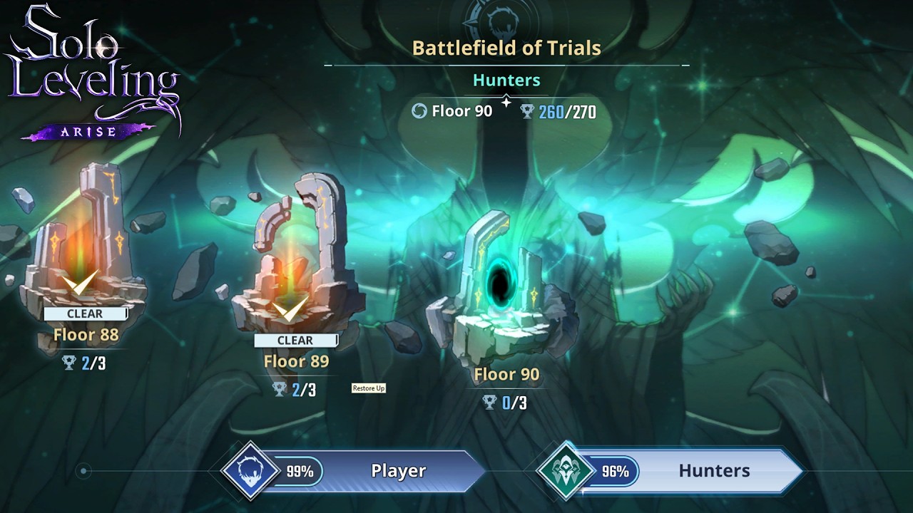 Solo Leveling Arise : Battlefield of Trials Hunter mode Floor 86 88 89