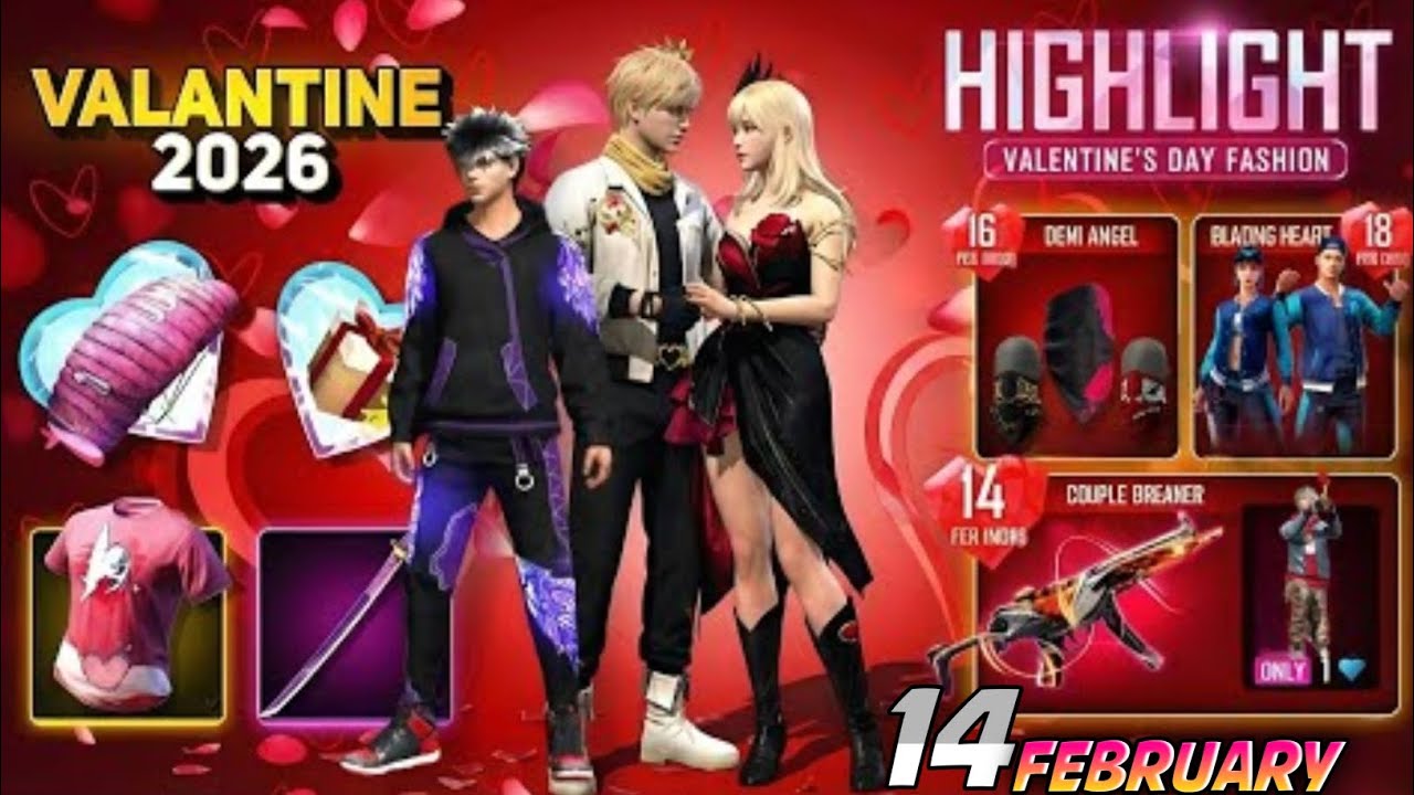 VELENTINE DAY EVENT FREE FIRE 2026 😍||ROSE EMOTE RETURN, ANGELIC PANT FREE FIRE NEW EVENT FF EVENT 