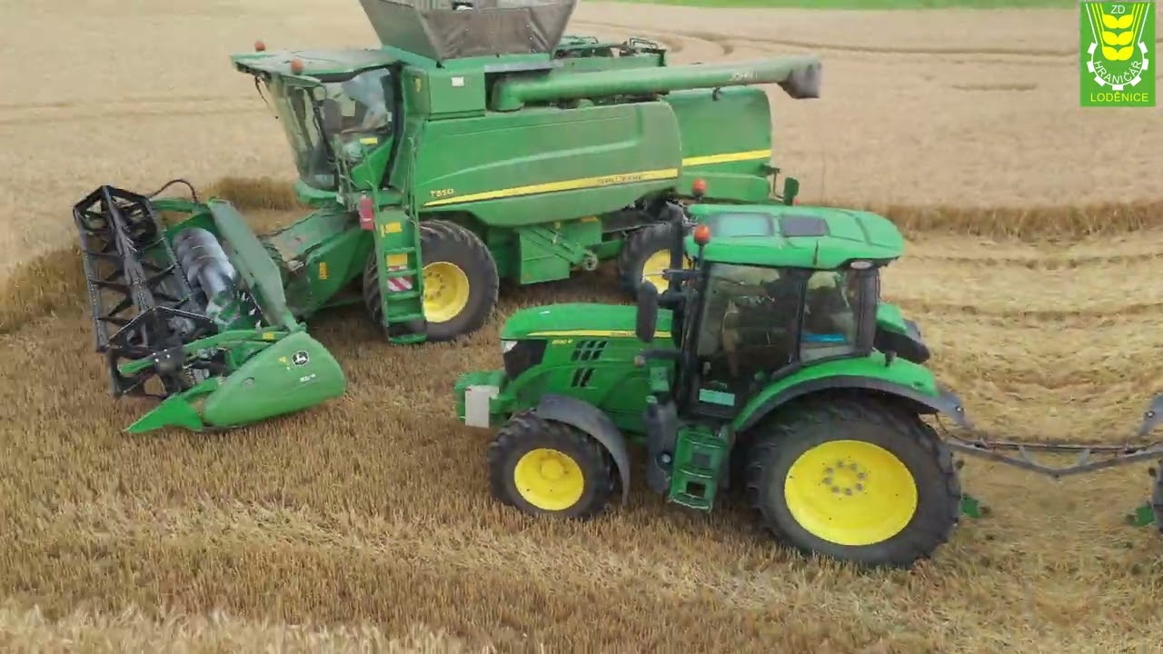 Žně 2022 John Deere T550+6130R | Harvest 2022 John Deere T550 + 6130R | ZD Hraničář Loděnice