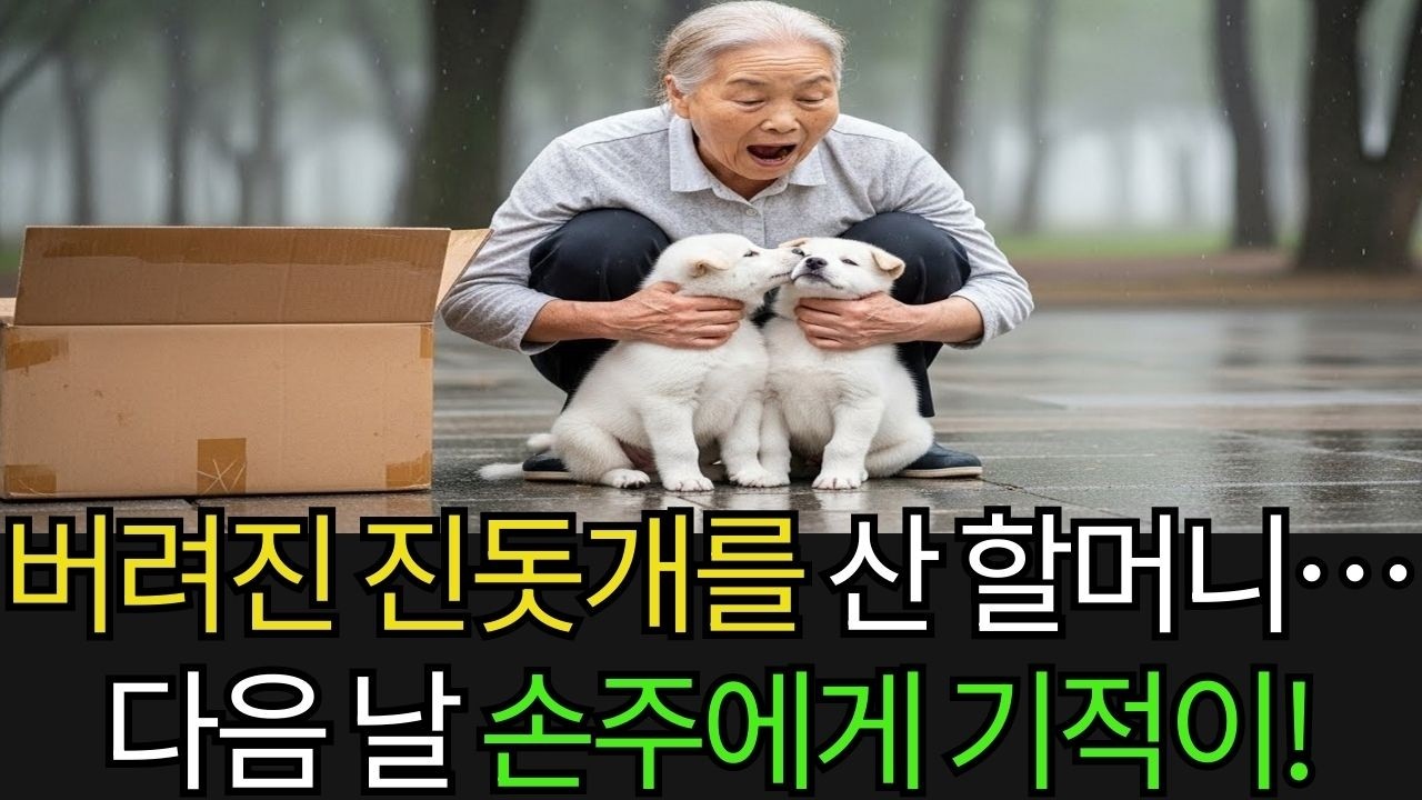 도시에 버려진 굶주린 진돗개 두 마리를 산 할머니… 다음 날 아픈 손주에게 기적이 찾아왔다!
