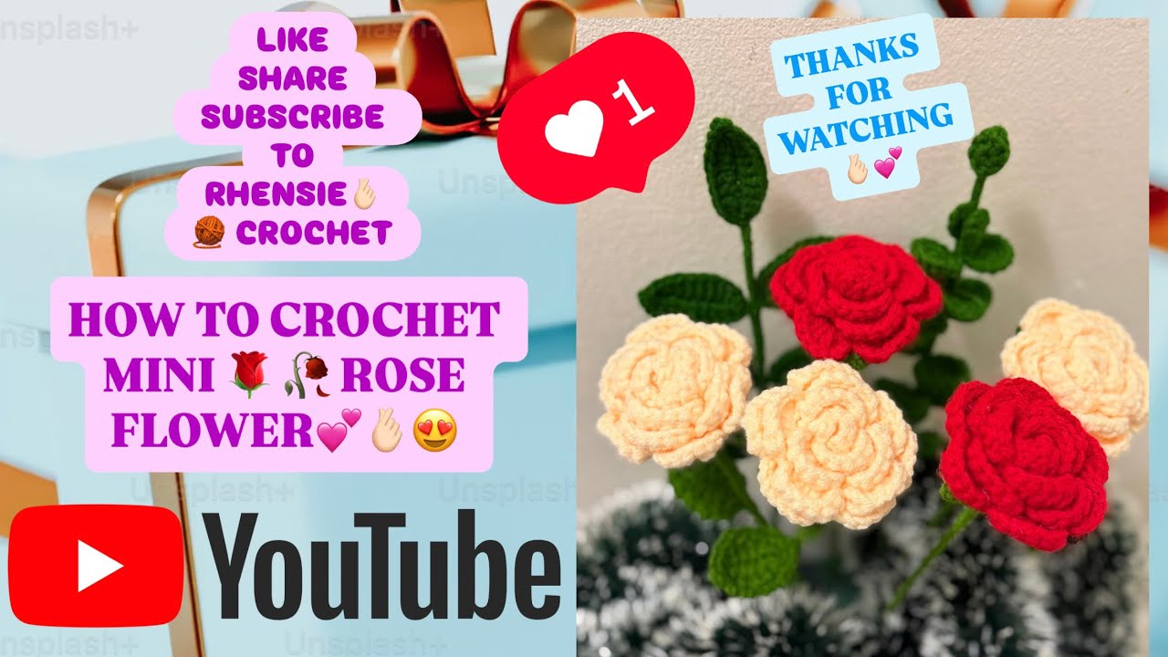 HOW TO CROCHET MINI ROSE FLOWER  🌹 🌹 🫰🏻😍