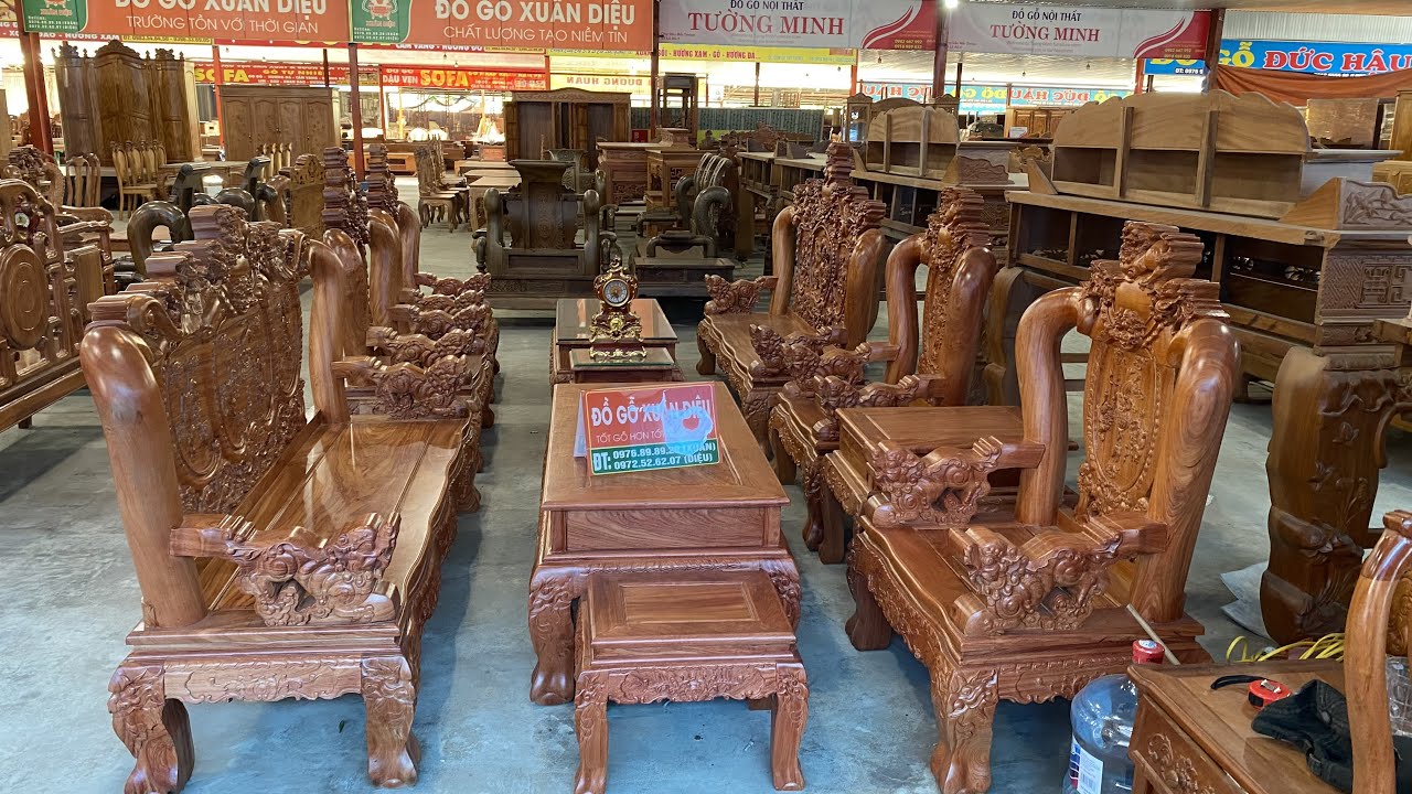 B&Aacute;O gi&aacute; salon gỗ hương đ&aacute; cột 12 / ngh&ecirc; đỉnh v&agrave; ngh&ecirc; 5 đầu