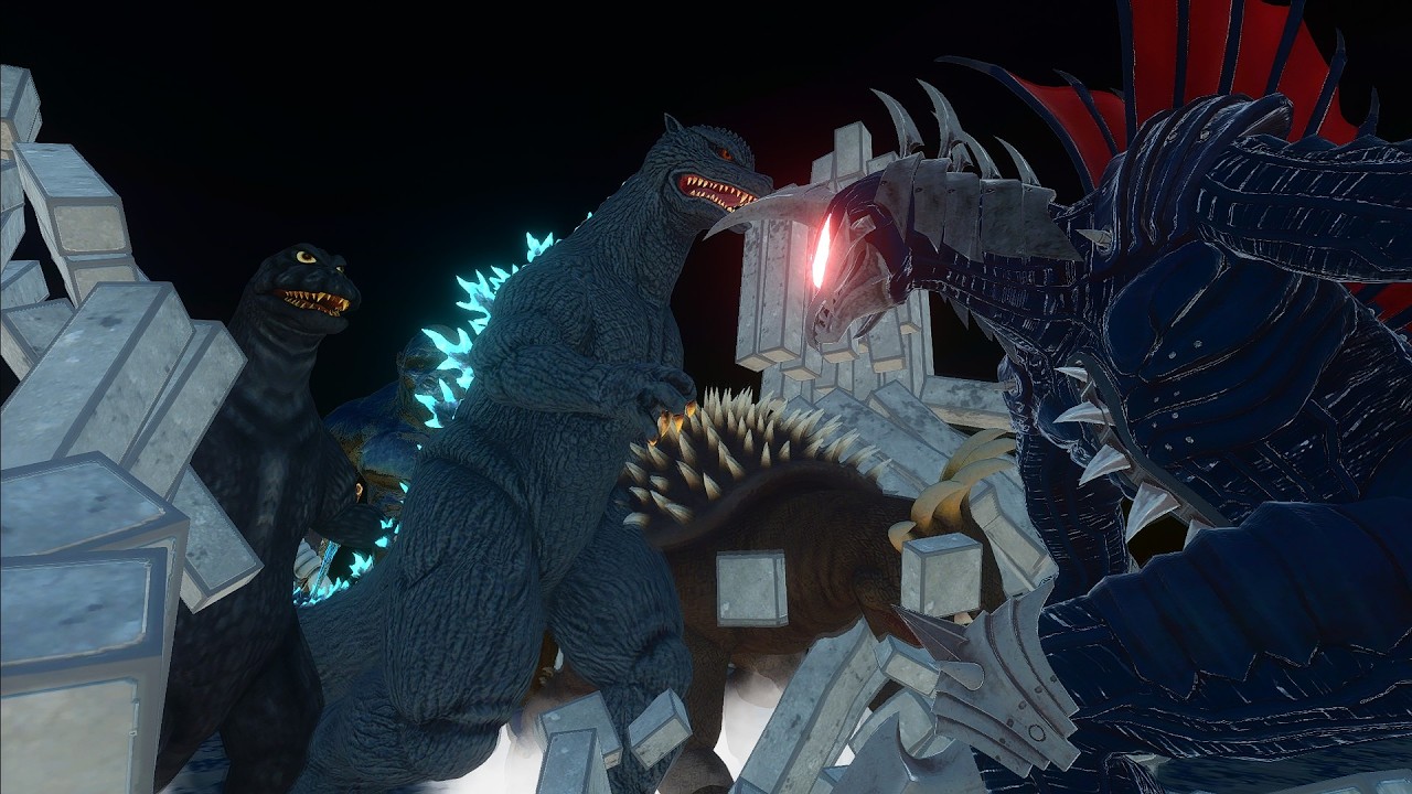 Gigan (Final Wars) battles against Kaiju and Godzilla in the city [Animal Revolt Battle Simulator]