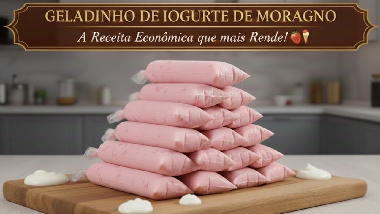GELADINHO DE IOGURTE DE MORANGO: A Receita Econômica que mais Rende! 🍓🍦