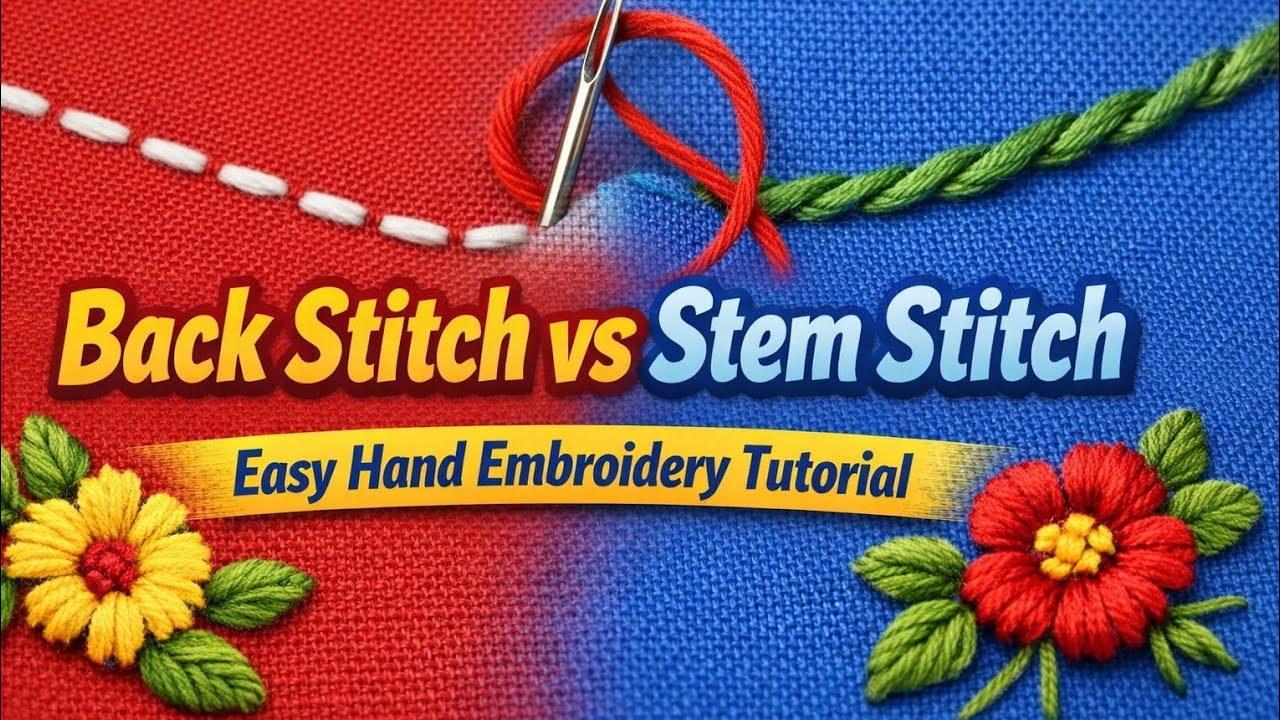 BACK AND STEM HAND EMBROIDERY FULL DETAILS | HAND EMBROIDERY ON FABRIC 